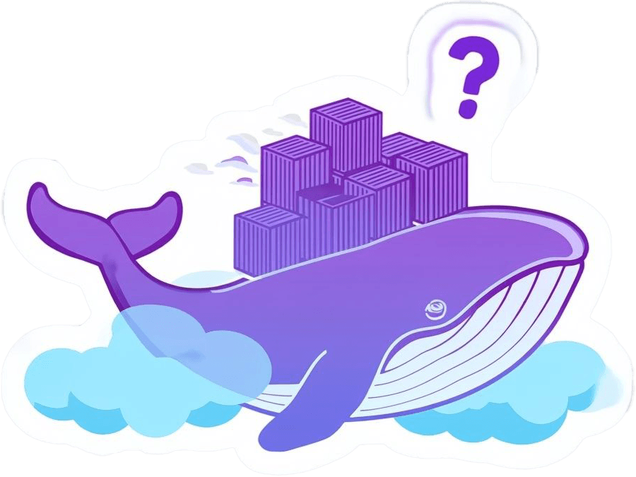 a whale flying through the clouds with containers on its back